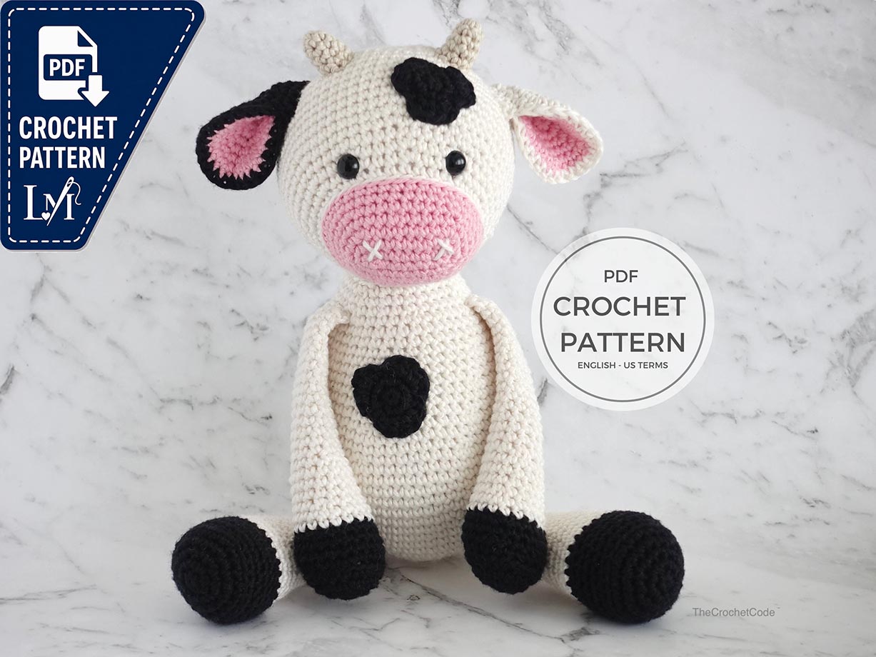 Dairy Cow Crochet Pattern - DIY This Adorable Amigurumi Cow Stuffed Animal